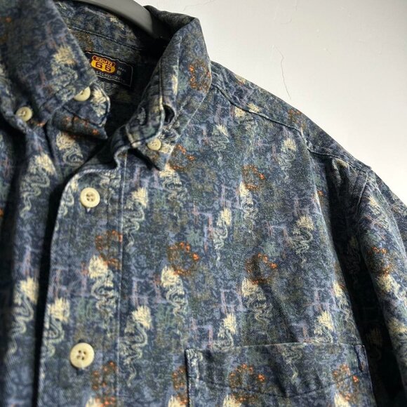 90s vintage blue dragon button up short sleeve shirt size medium - Picture 4 of 5